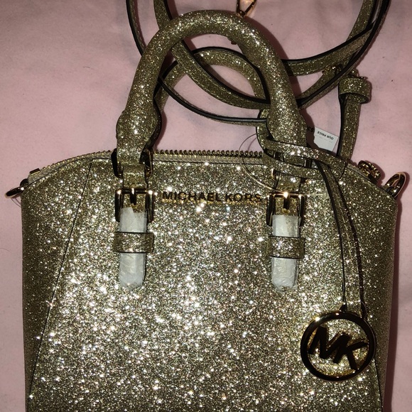 MICHAEL Michael Kors Handbags - NWT glitter Gold mini Michael Kors crossbody